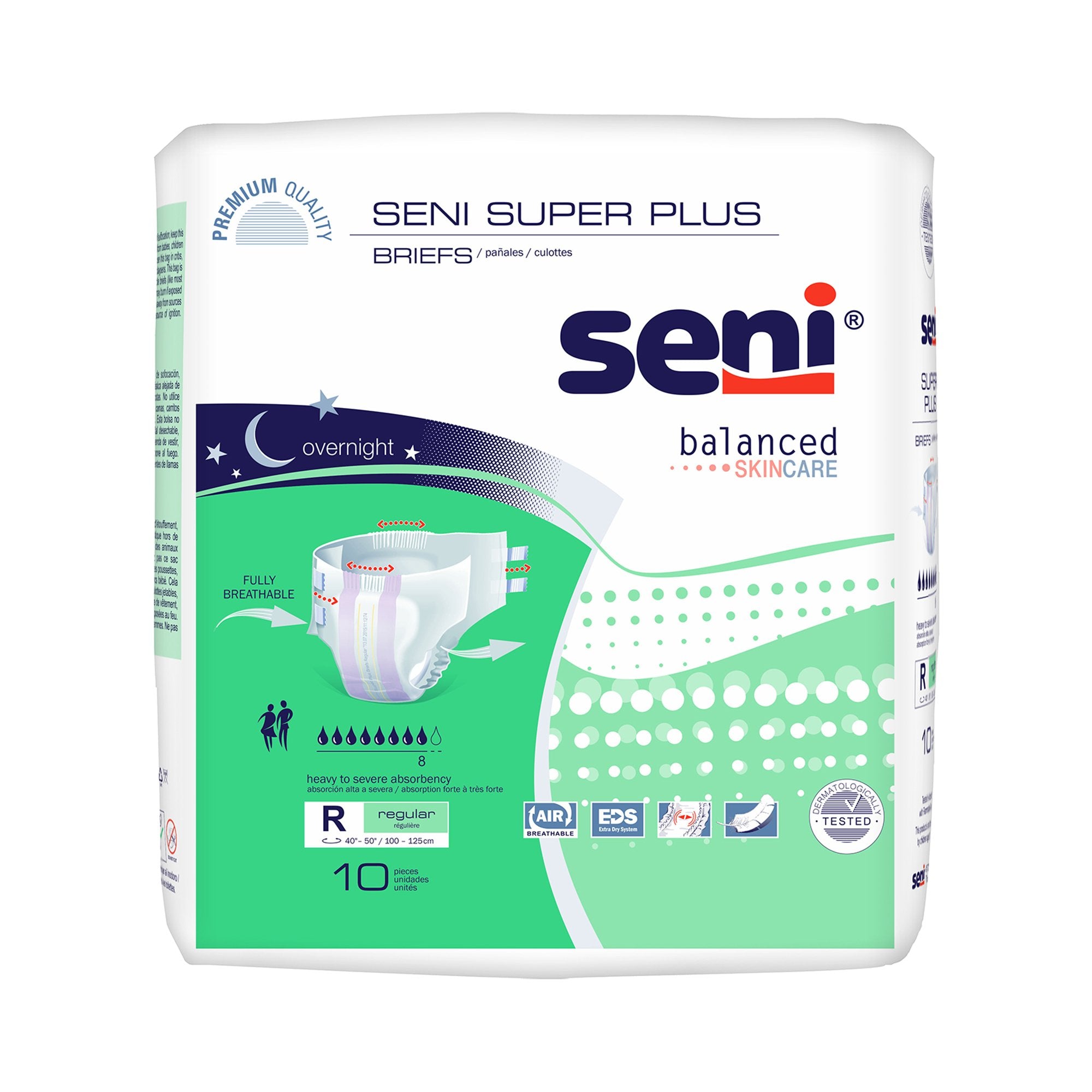 Seni® Super Plus Overnight Heavy Absorbency Incontinence Brief, Regular, CS