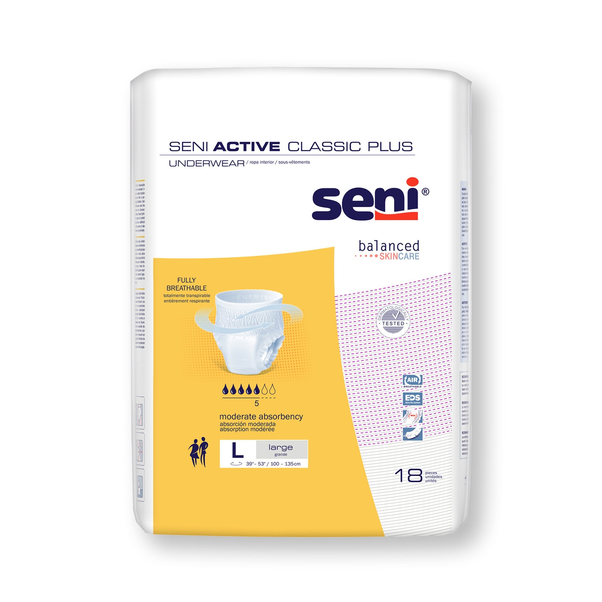 Seni® Active Classic Plus Moderate Absorbent Underwear, Large, PK