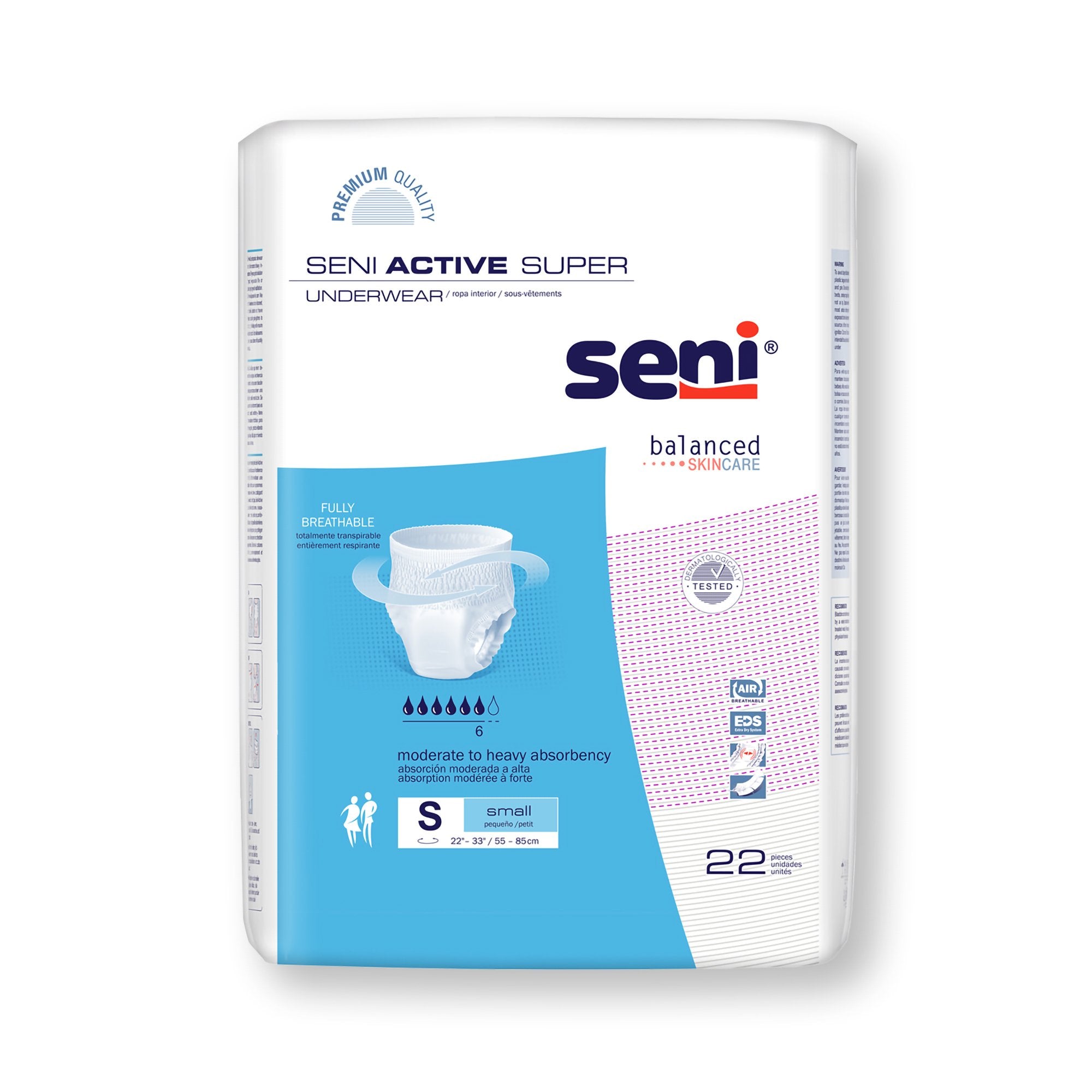 Seni® Active Super Moderate to Heavy Absorbent Underwear, Small, PK