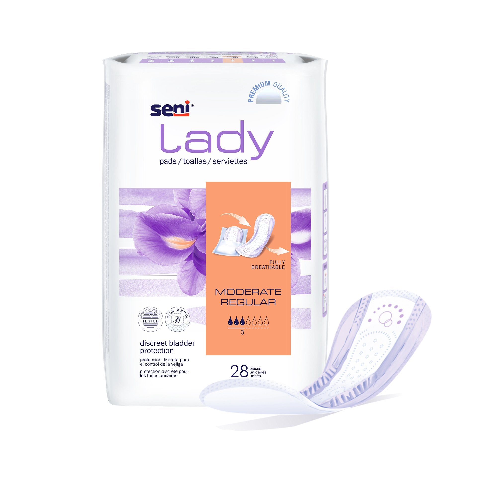 Seni® Lady Moderate Absorbency Bladder Control Pads, Regular, PK