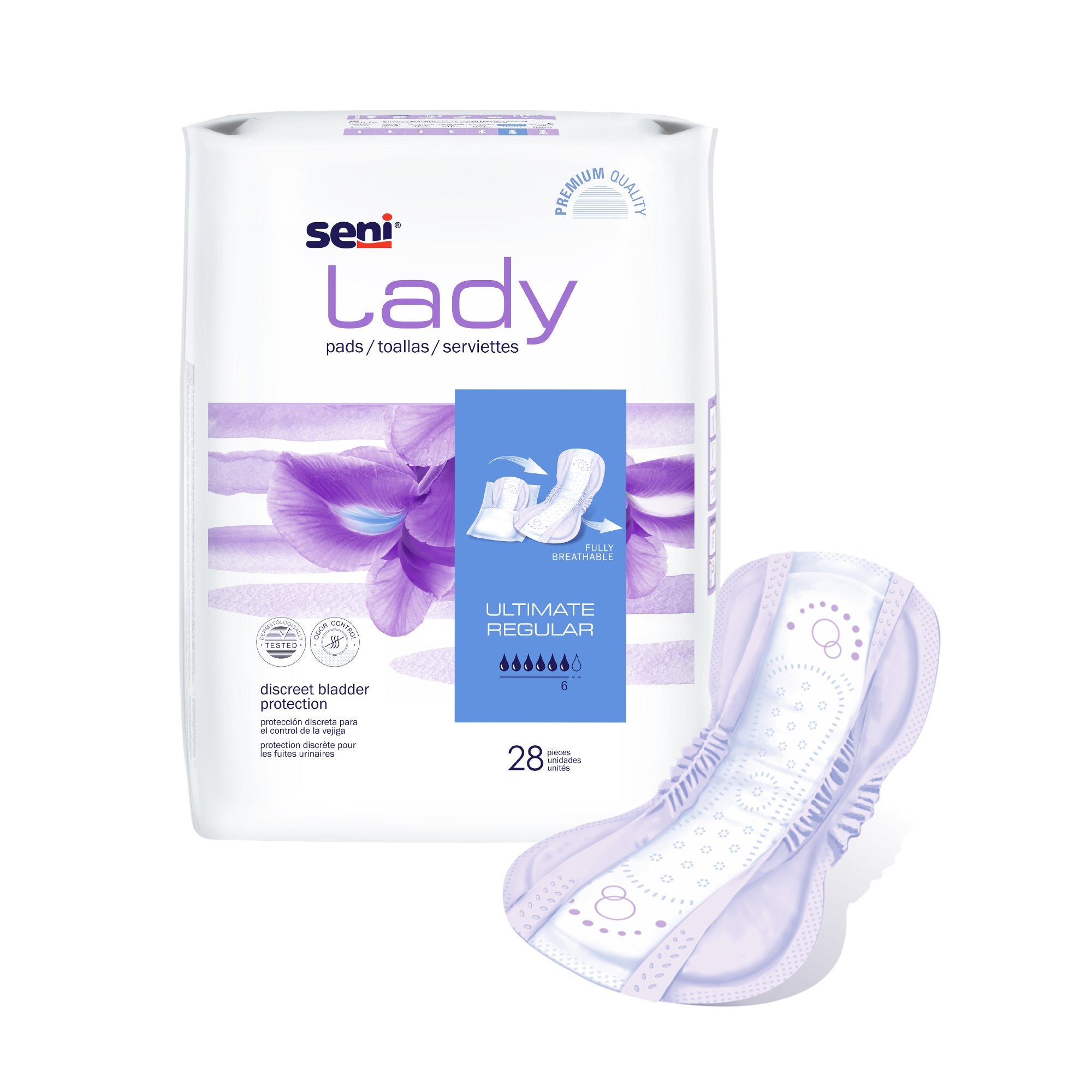 Seni® Lady Ultimate Absorbency Bladder Control Pads, Regular, PK