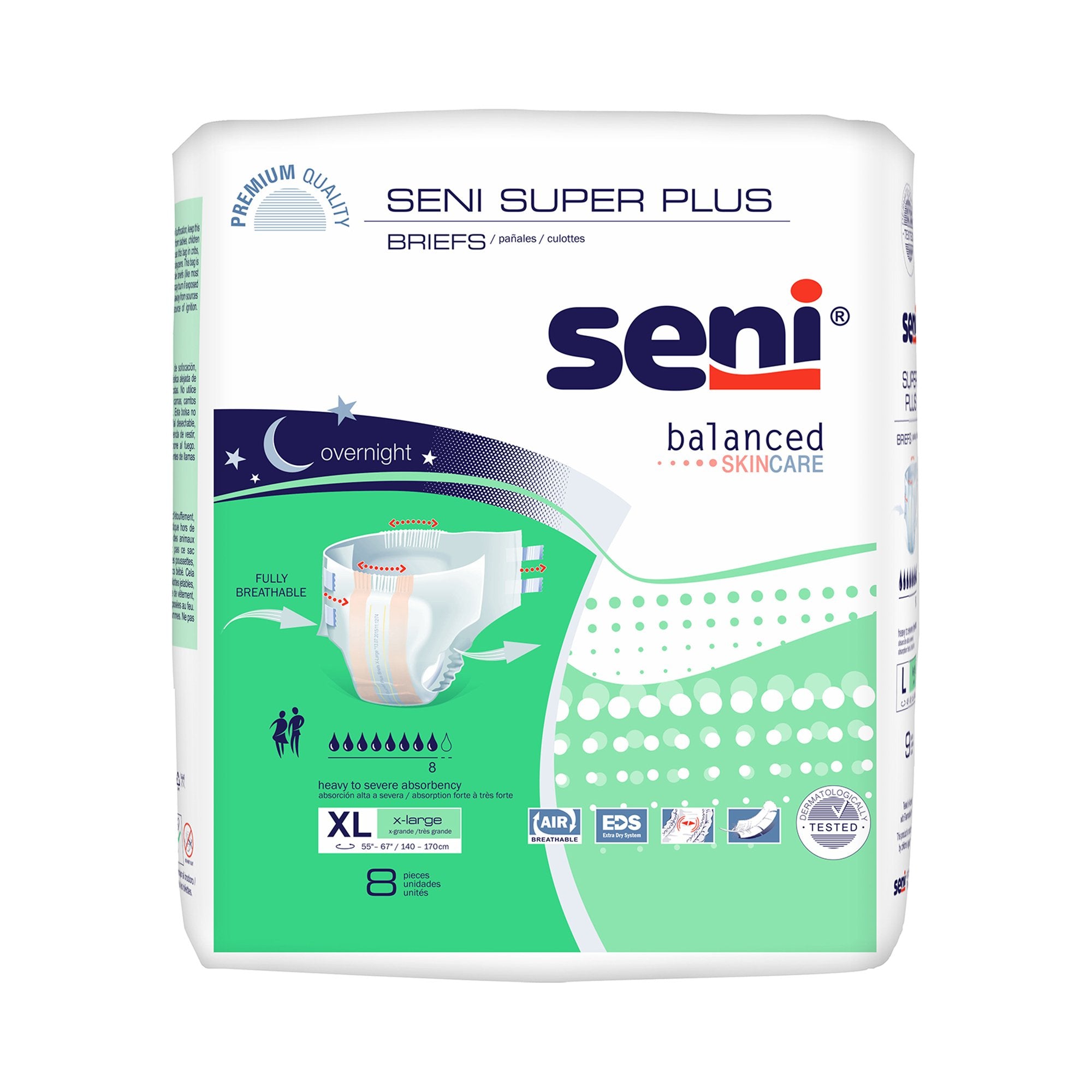 Seni® Super Plus Overnight Heavy Absorbency Incontinence Brief, Extra Large, CS