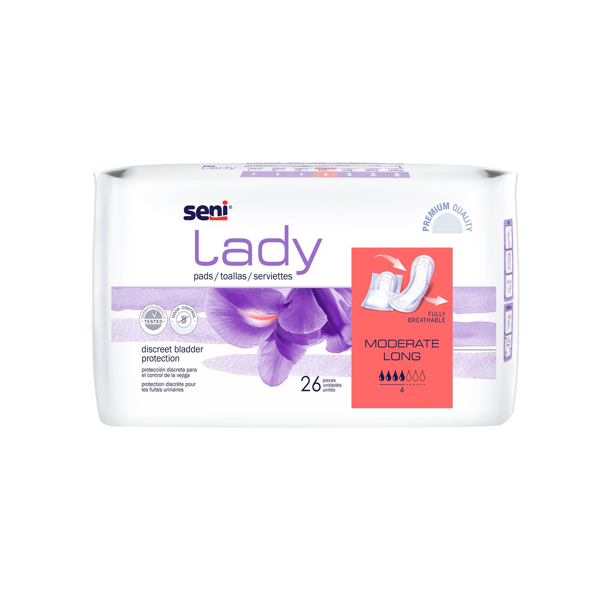 Seni® Lady Moderate Absorbency Bladder Control Pads, Long, CS