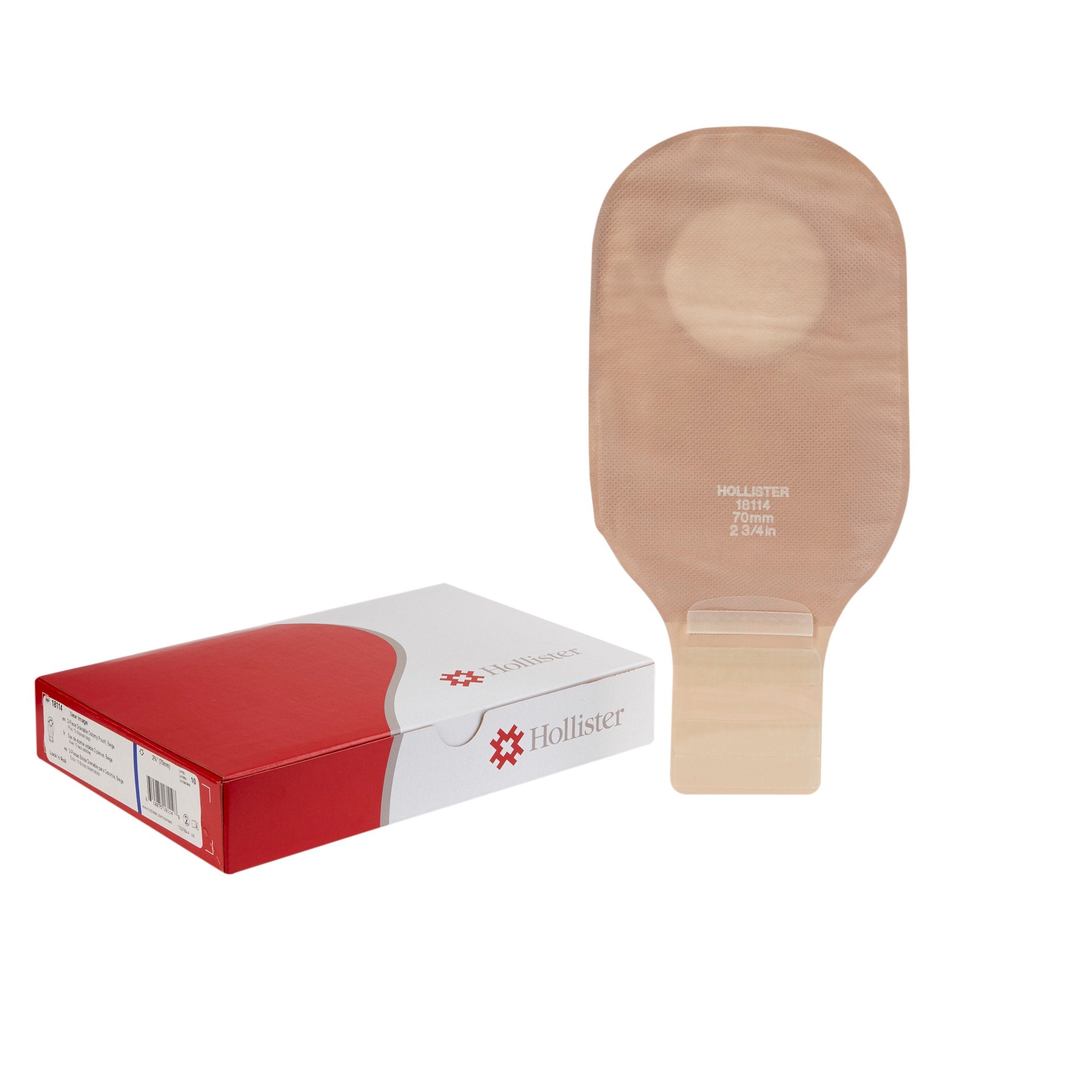 New Image™ 18114 Beige Colostomy Pouch, Pre-cut to Fit 70 mm Stomas, Blue Match