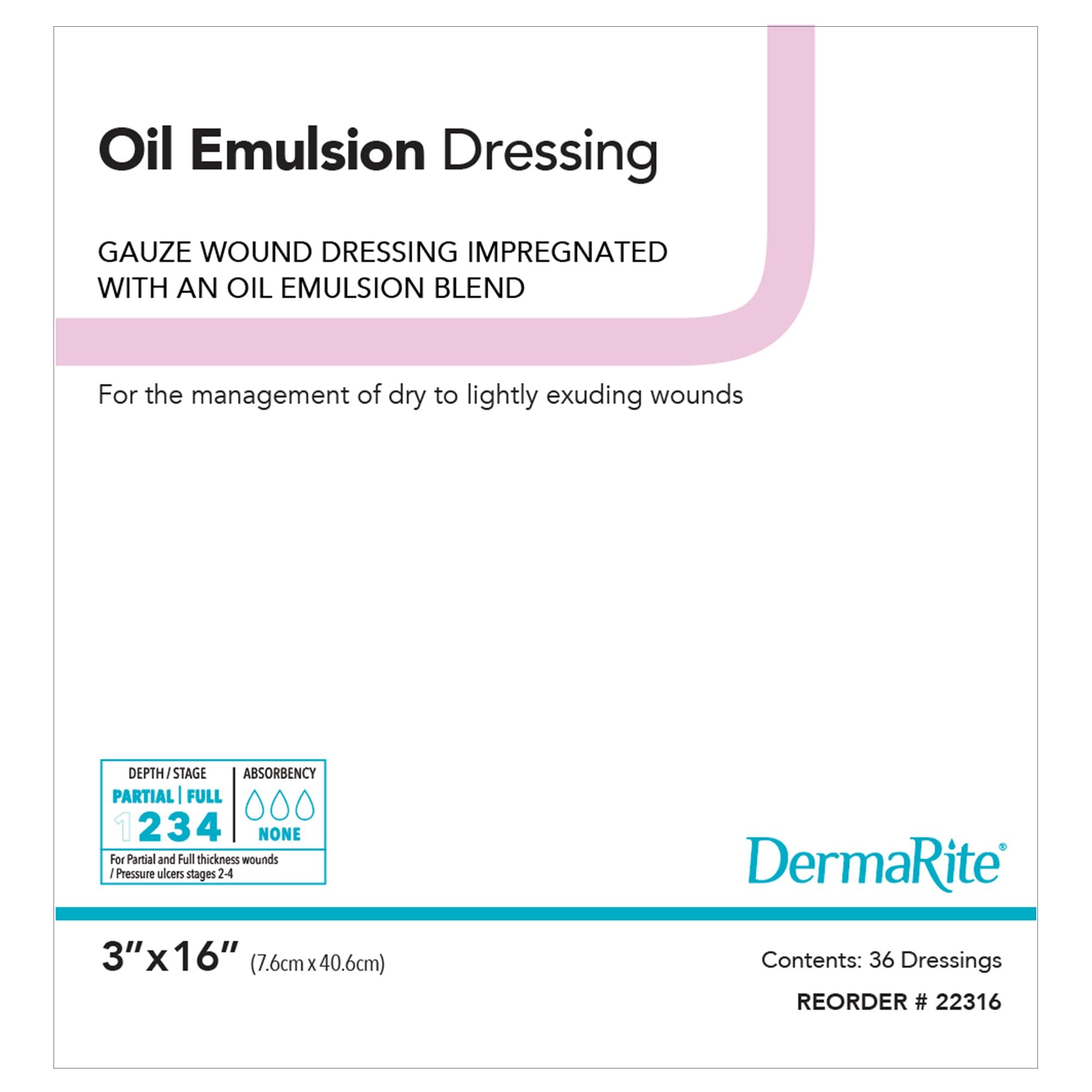 DermaRite® Oil Emulsion Wound Dressing, 3 x 16 Inch