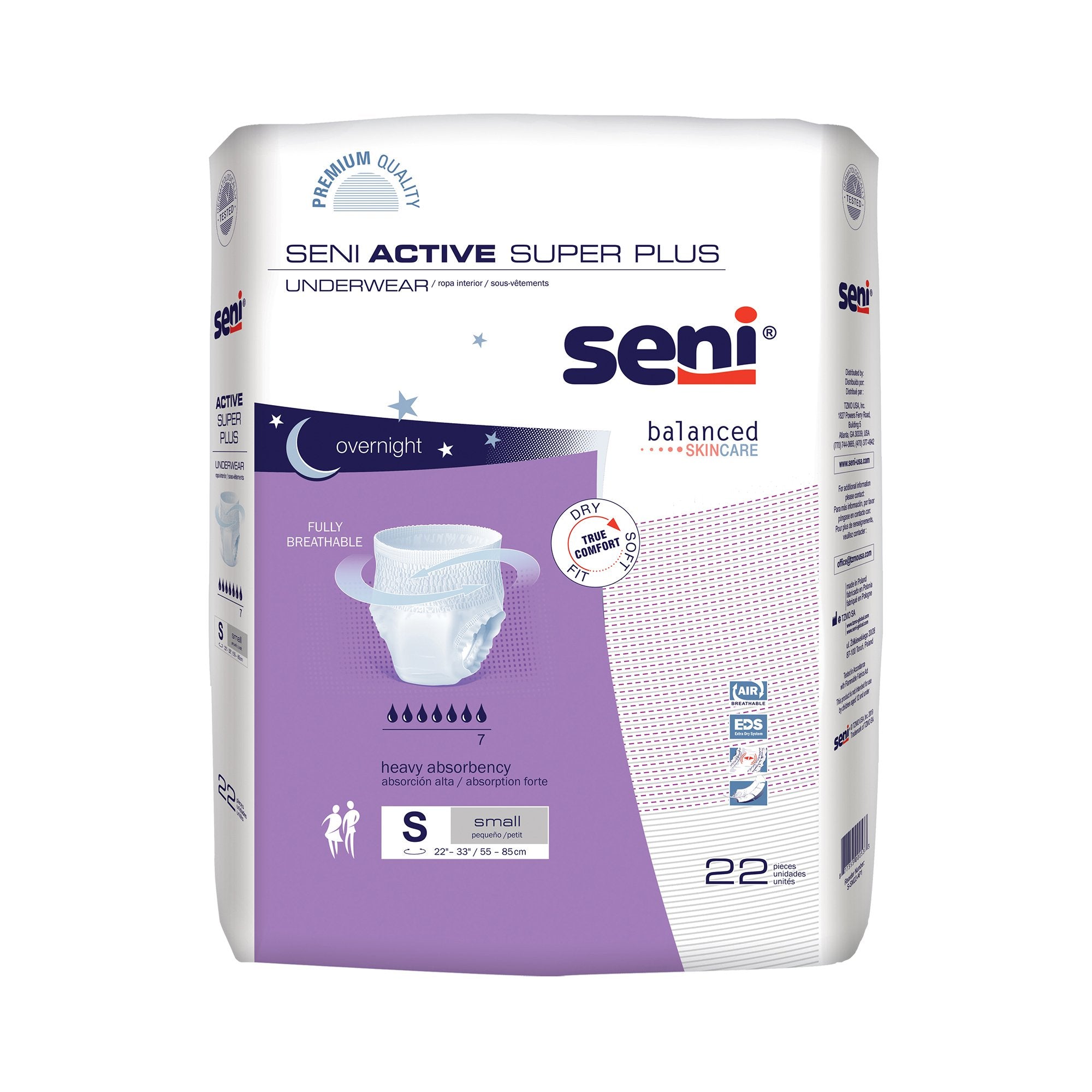 Seni® Active Super Plus Overnight Heavy Absorbent Underwear, Small, CS