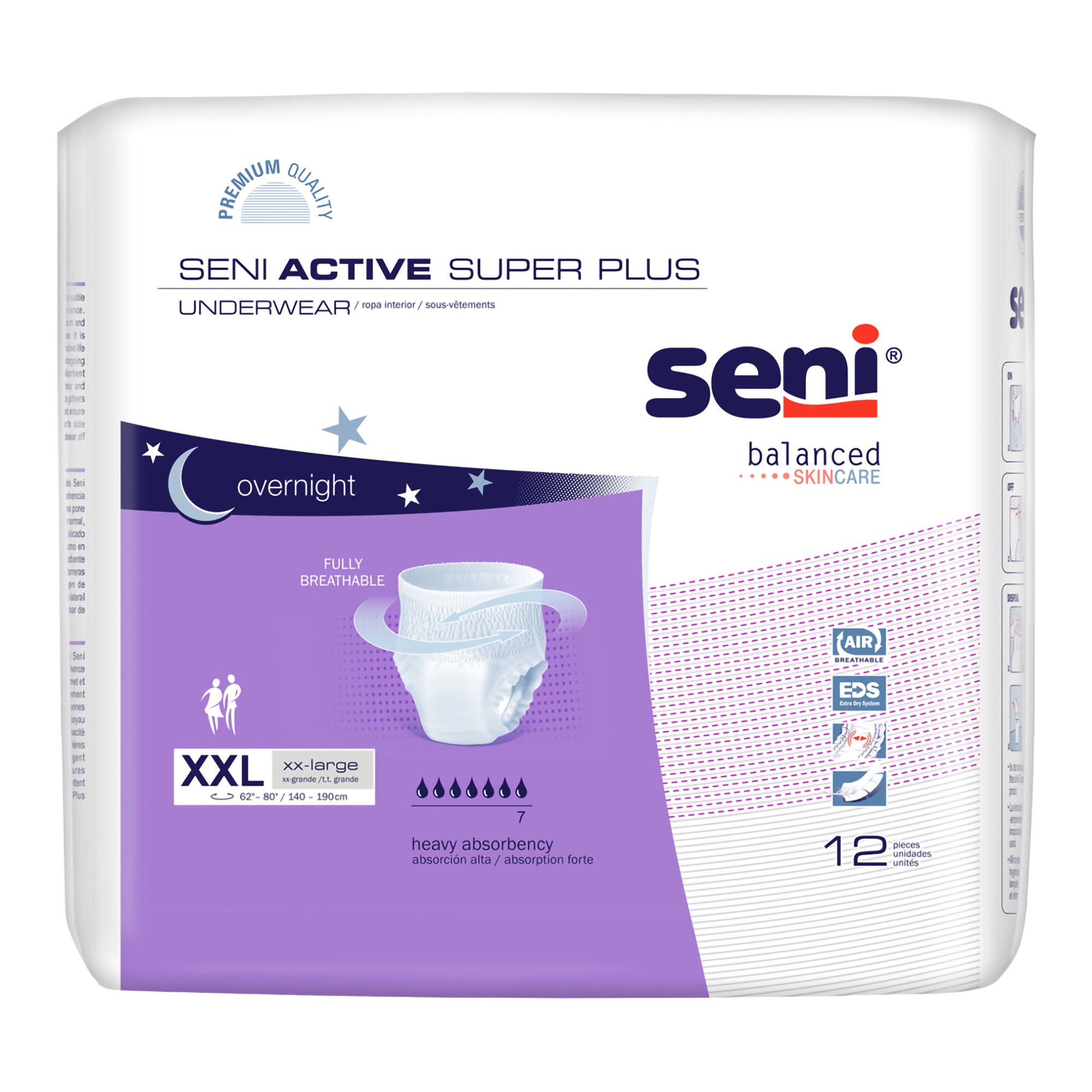Seni® Active Super Plus Overnight Heavy Absorbent Underwear, 2X-Large, CS