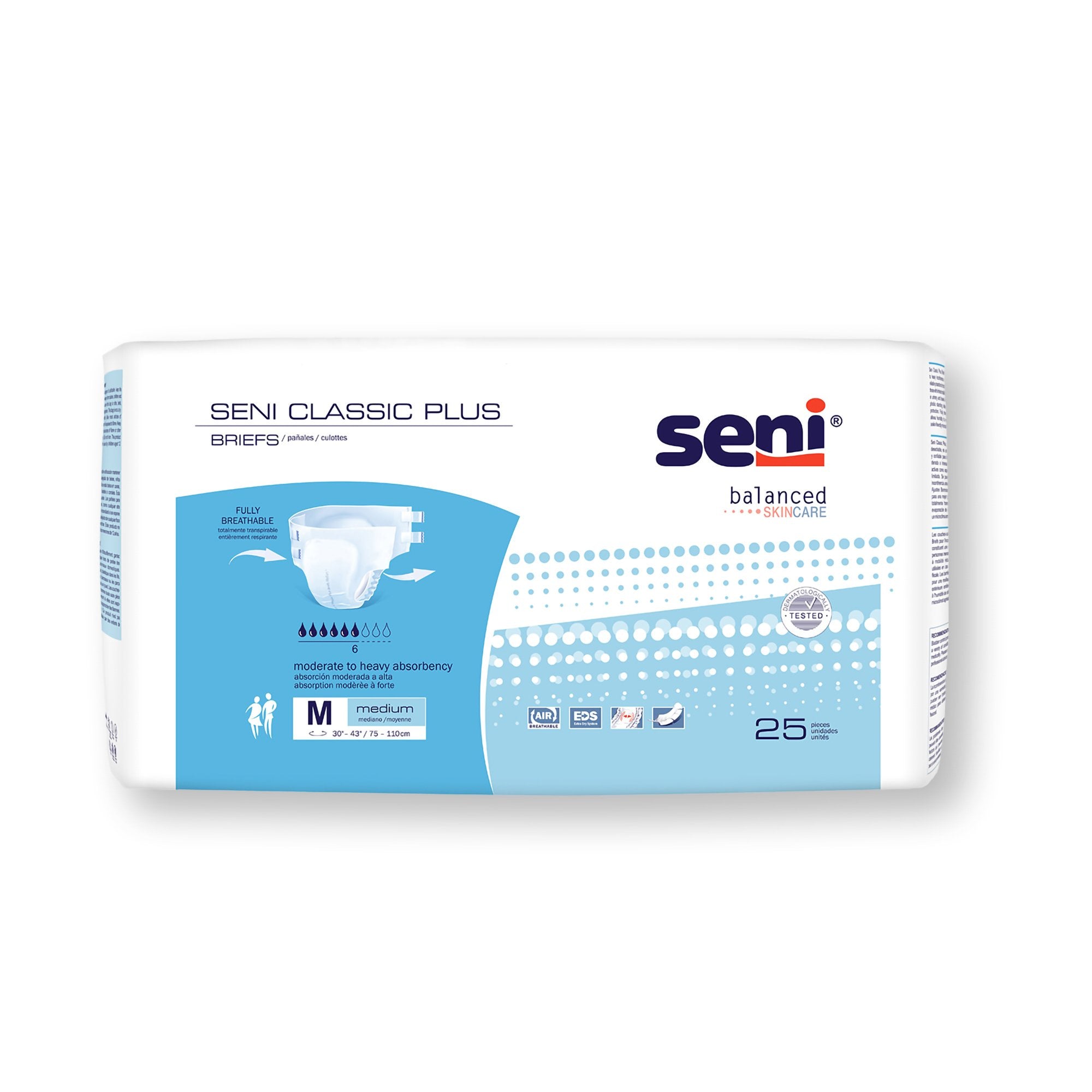 Seni® Classic Plus Moderate to Heavy Absorbency Incontinence Brief, Medium, CS