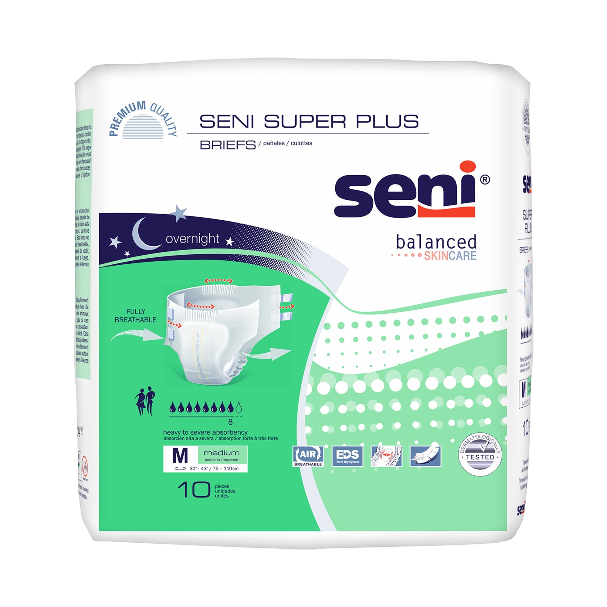 Seni® Super Plus Overnight Heavy to Severe Absorbency Incontinence Brief, Medium, CS