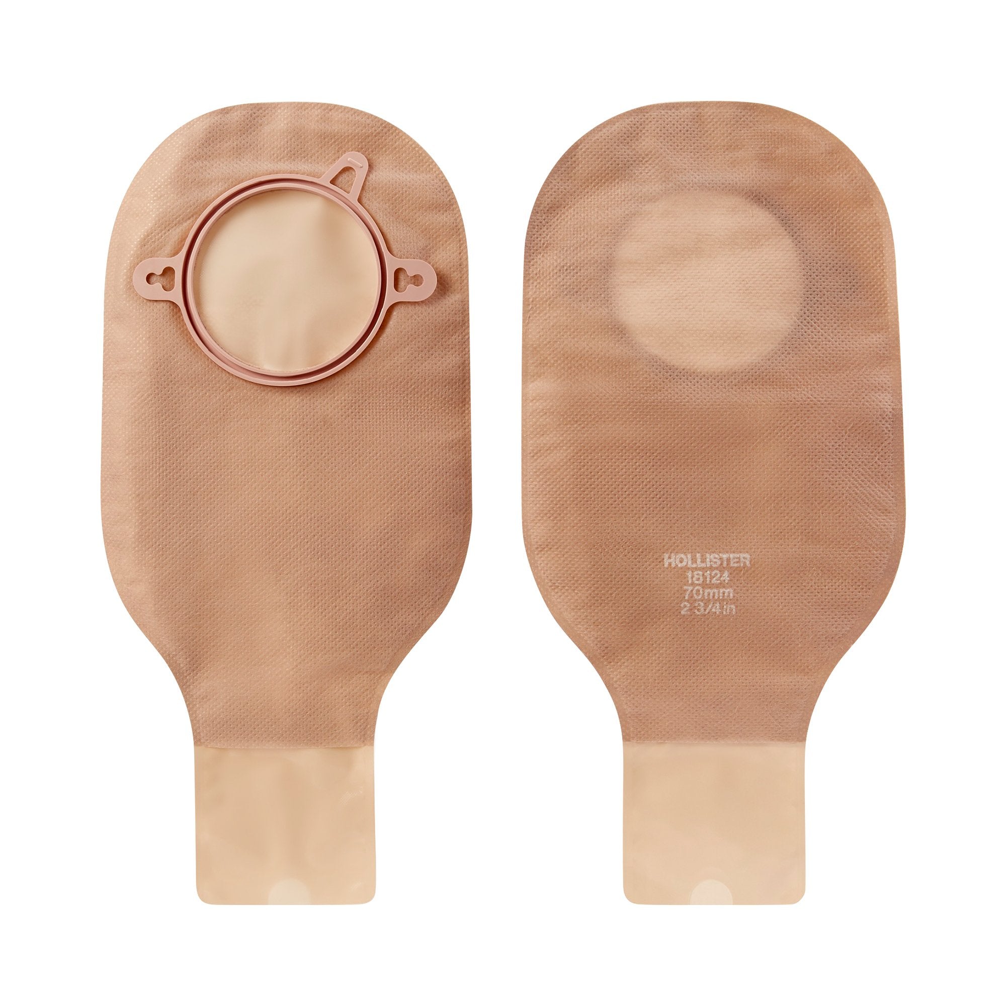 New Image™ 18124 Beige Colostomy Pouch, Pre-cut to Fit 70 mm Stomas, Blue Match