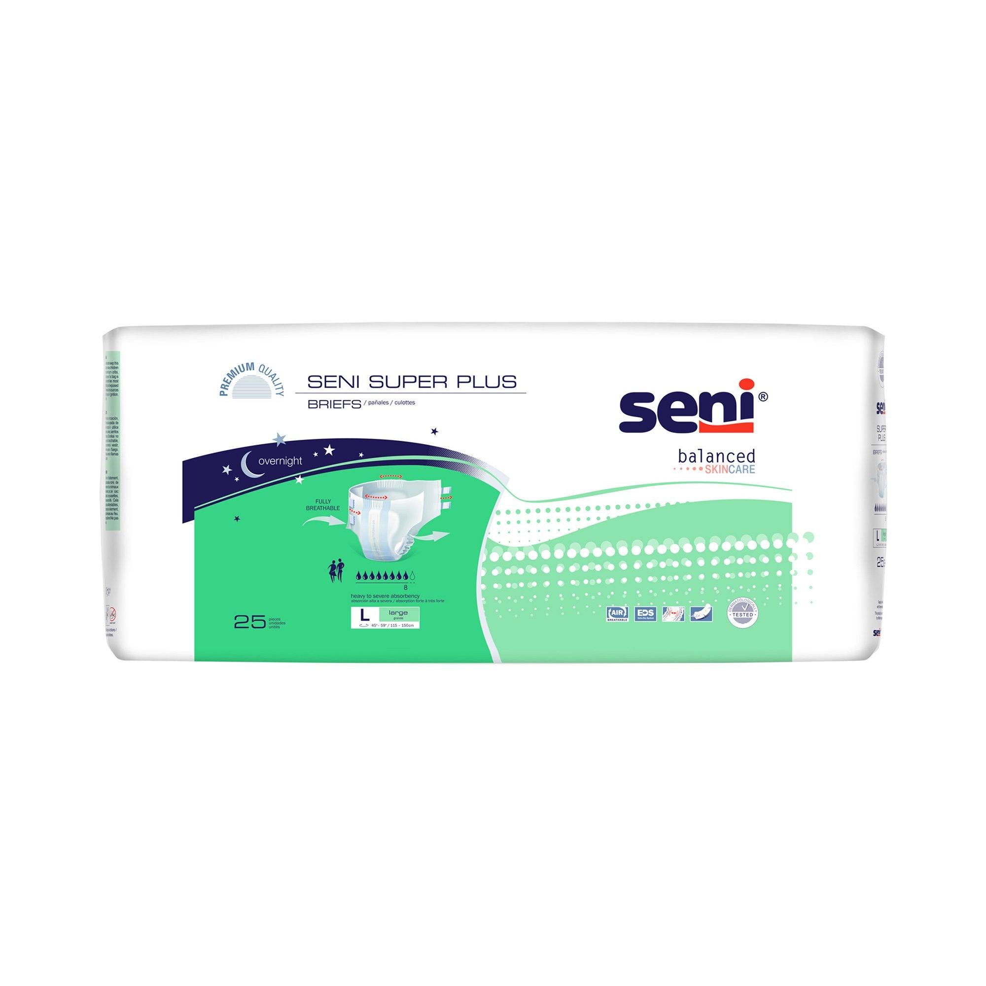 Seni® Super Plus Overnight Heavy to Severe Absorbency Incontinence Brief, Large, CS