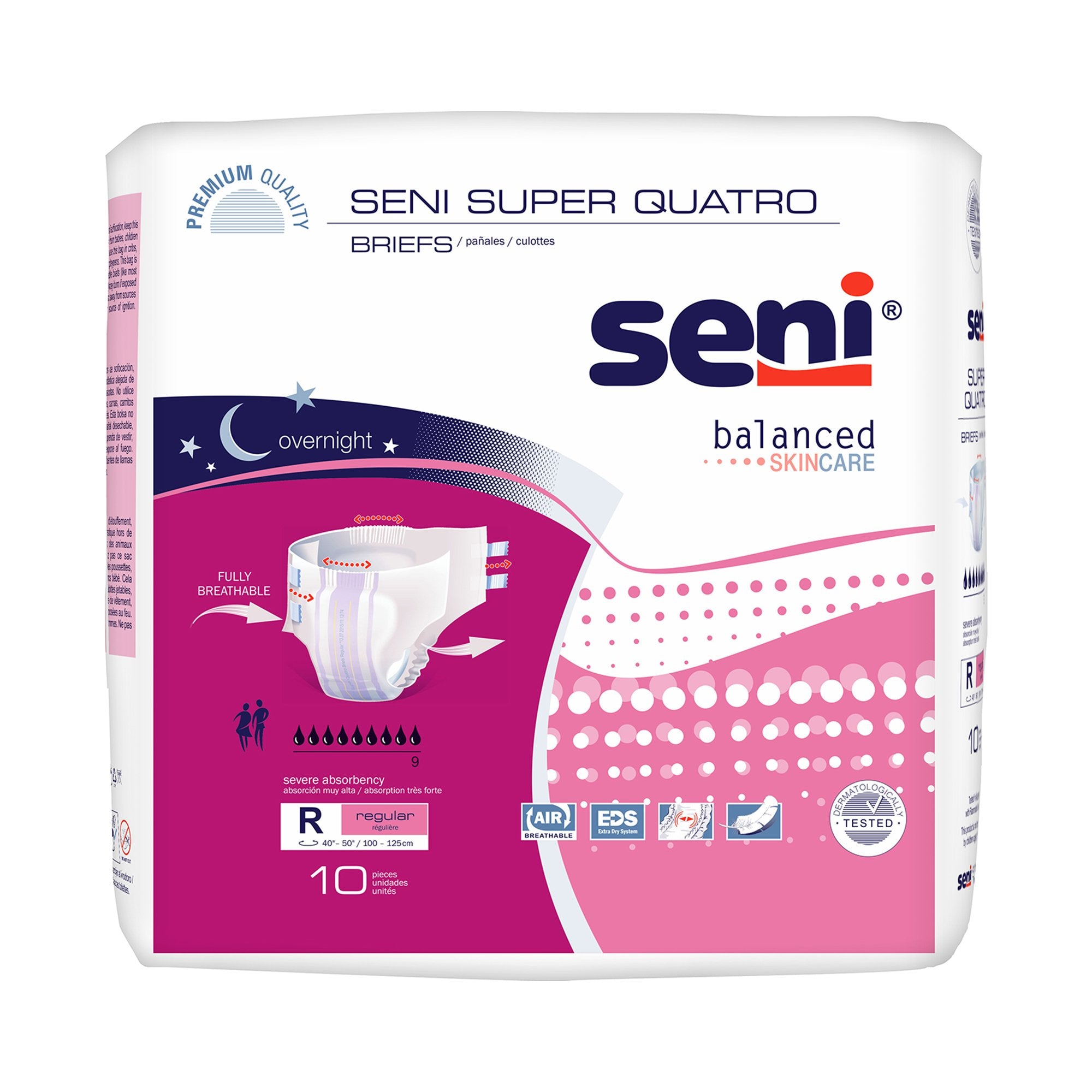 Seni® Super Quatro Severe Absorbency Incontinence Brief, Regular, CS