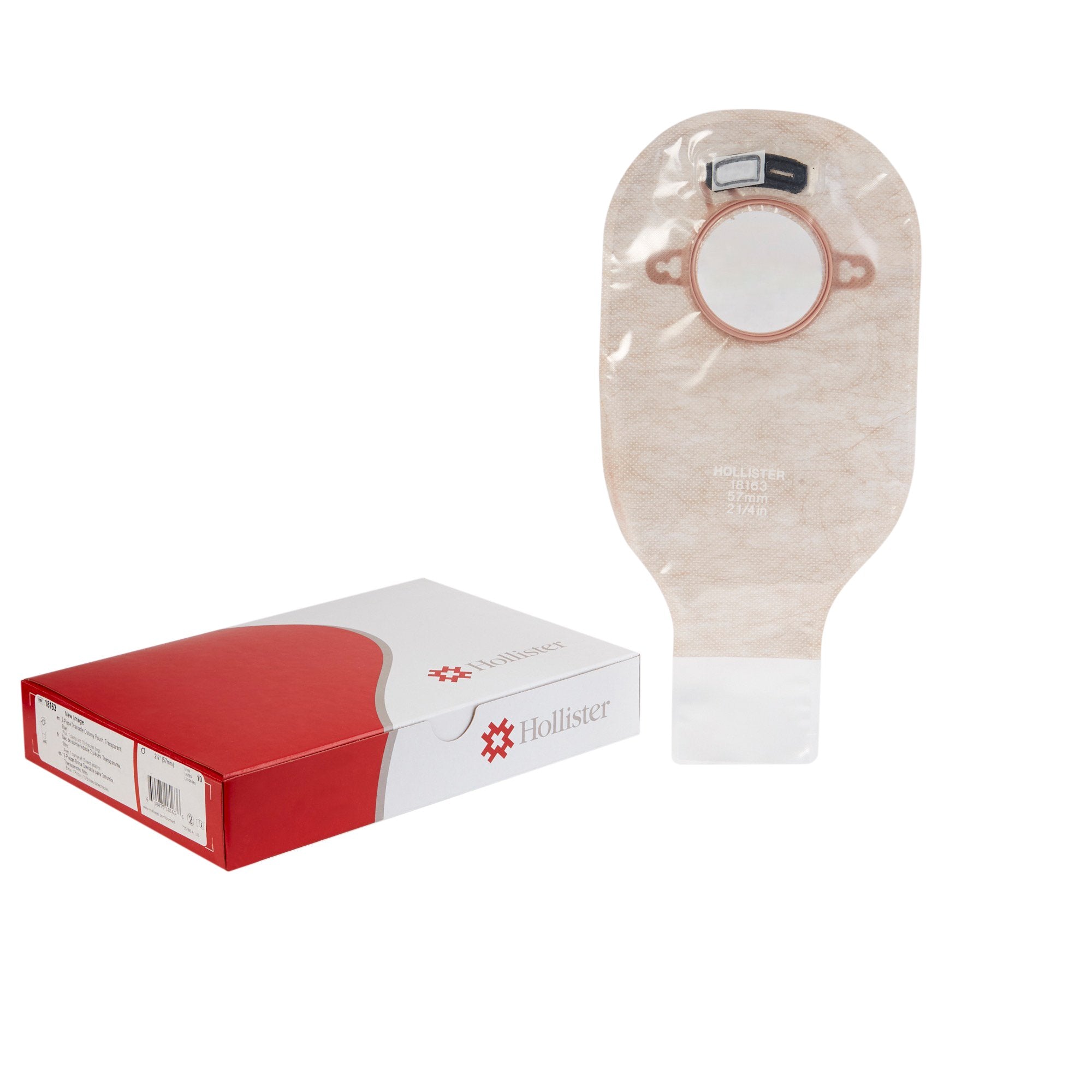 New Image™ 18163 Two-Piece Transparent Ostomy Pouch, Pre-cut to Fit 57 mm Stoma