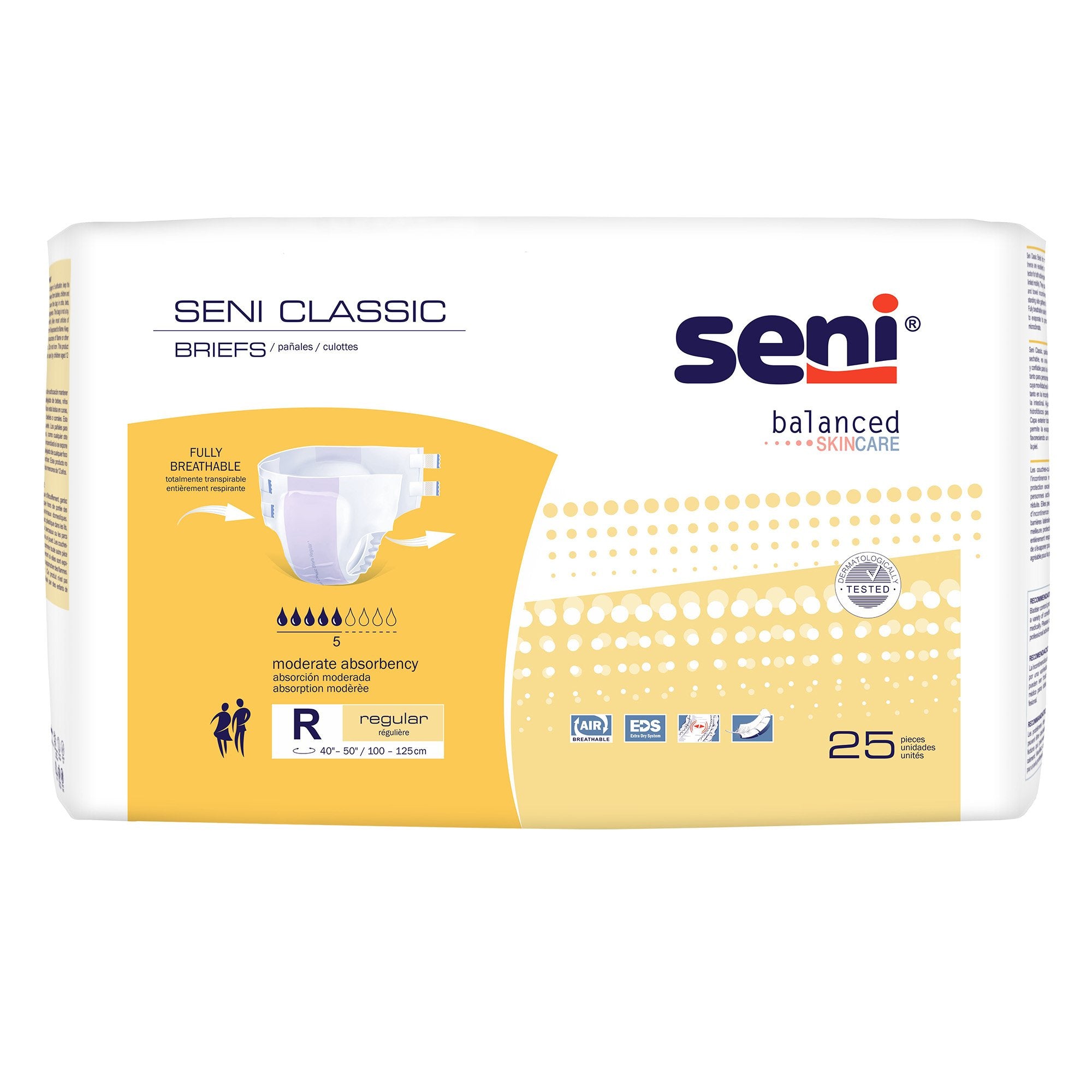 Seni® Classic Incontinence Briefs for Men and Women, Moderate Absorbency, Regular, CS