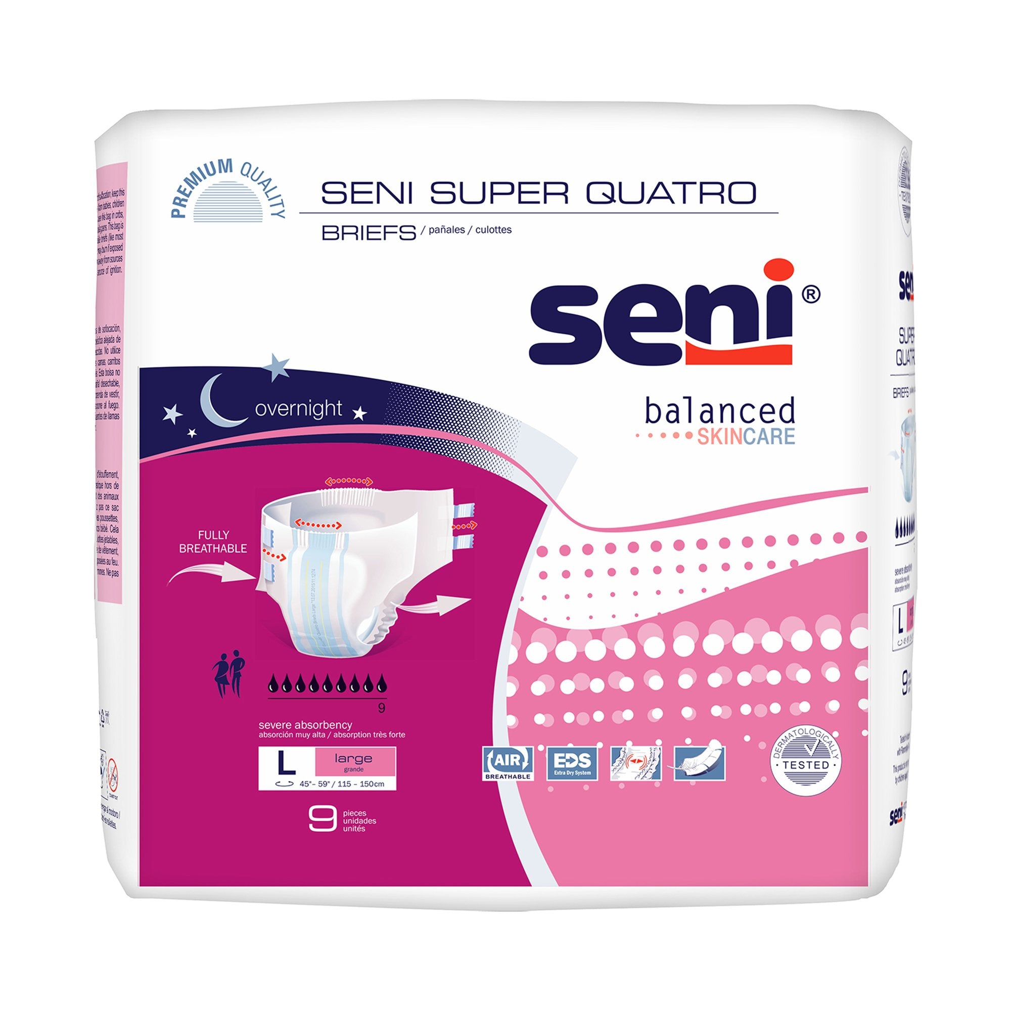 Seni® Super Quatro Severe Absorbency Incontinence Brief, Large, CS