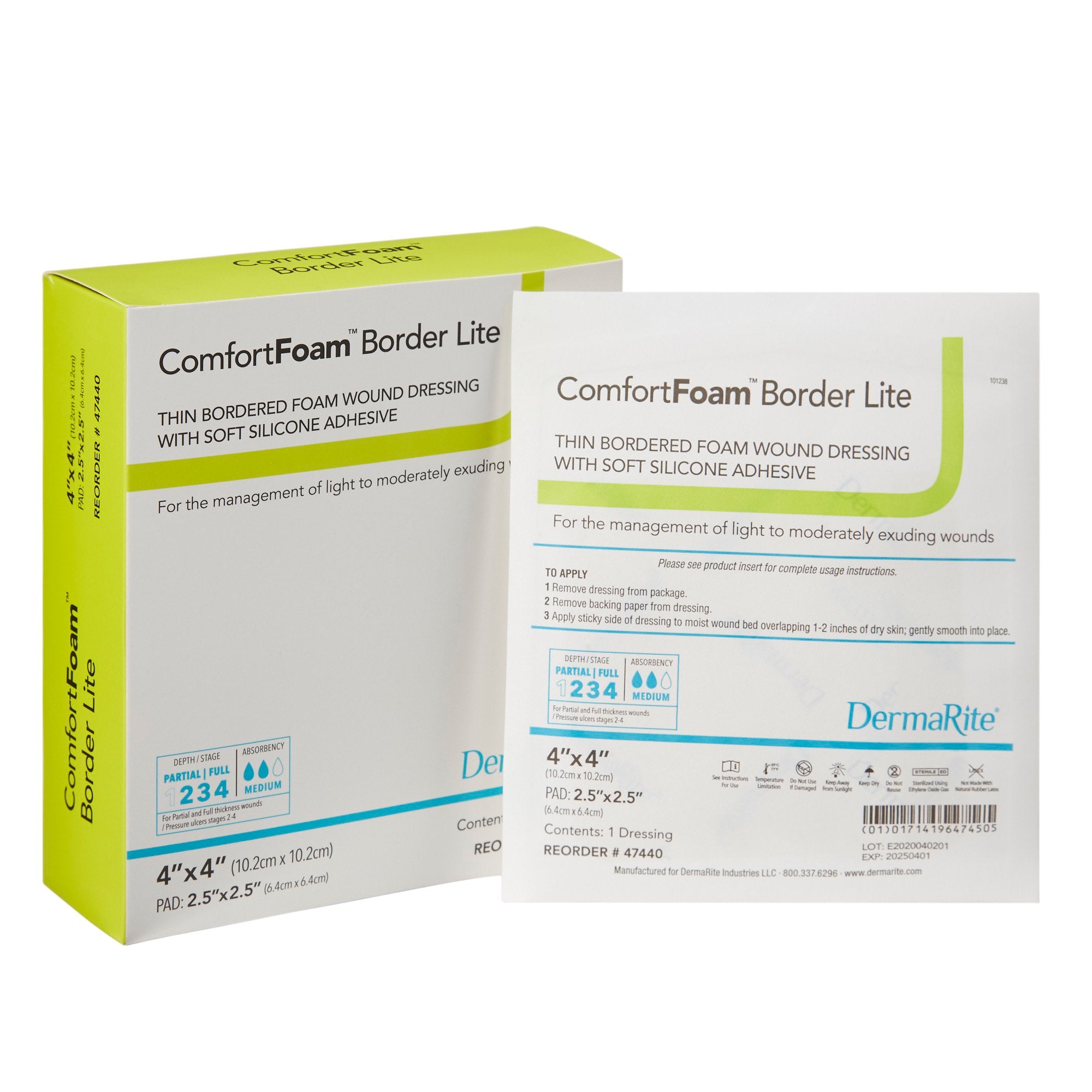 ComfortFoam™ Border Lite Thin Bordered Foam Wound Dressing, 4 x 4 Inch