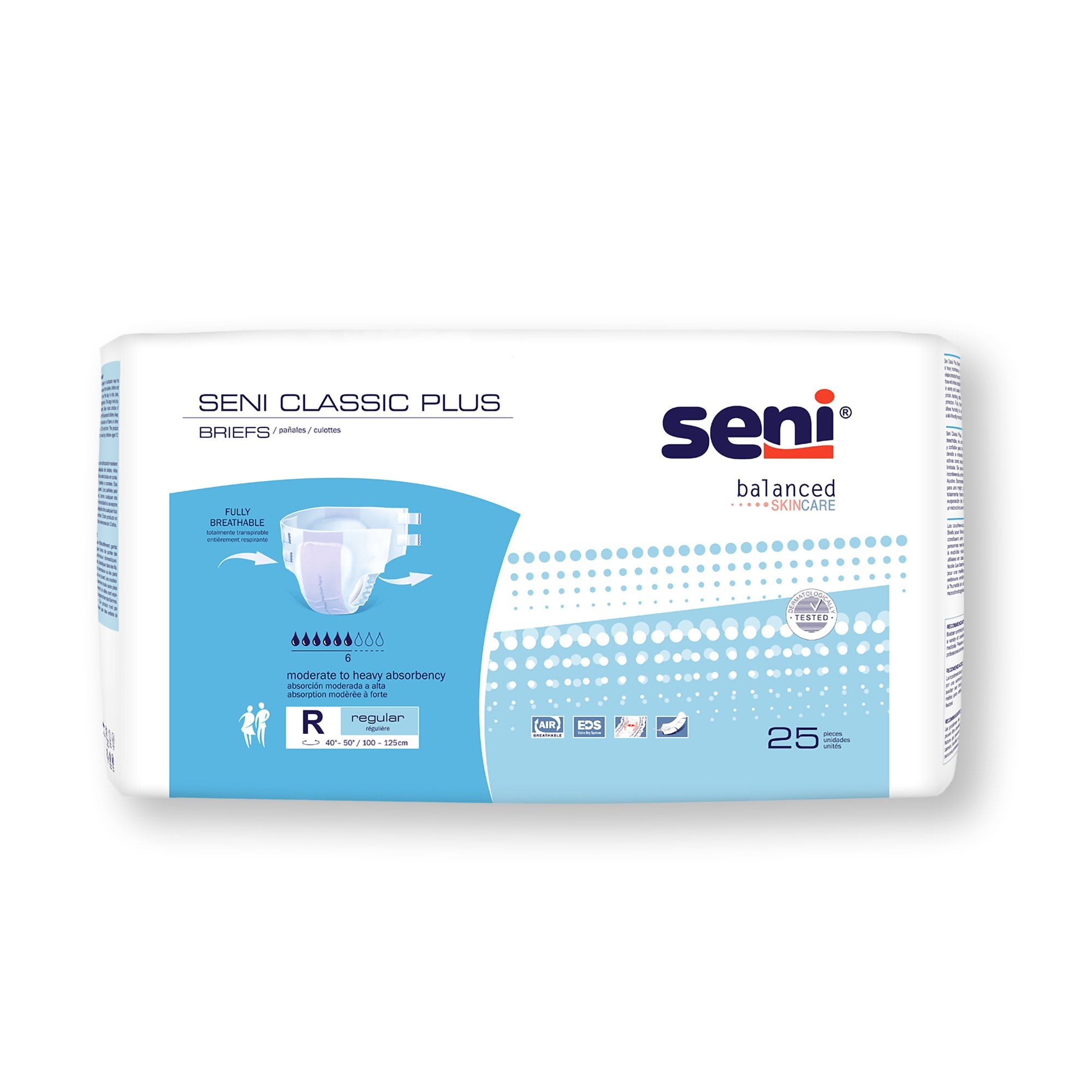 Seni® Classic Plus Moderate to Heavy Absorbency Incontinence Brief, Regular, CS