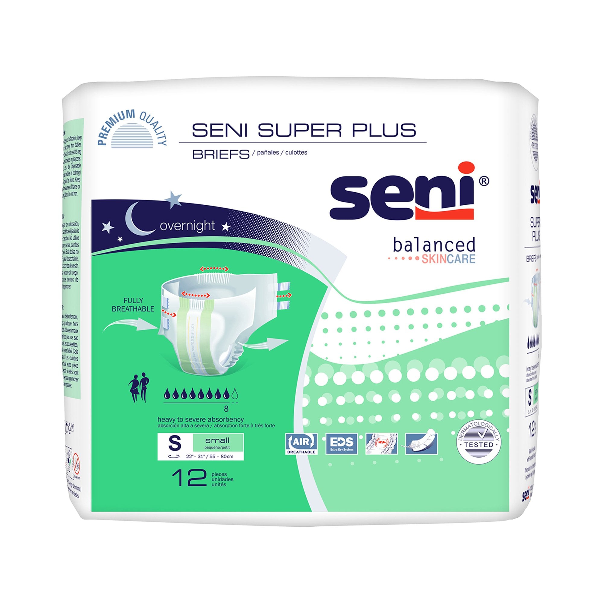 Seni® Super Plus Overnight Heavy to Severe Absorbency Incontinence Brief, Small, CS