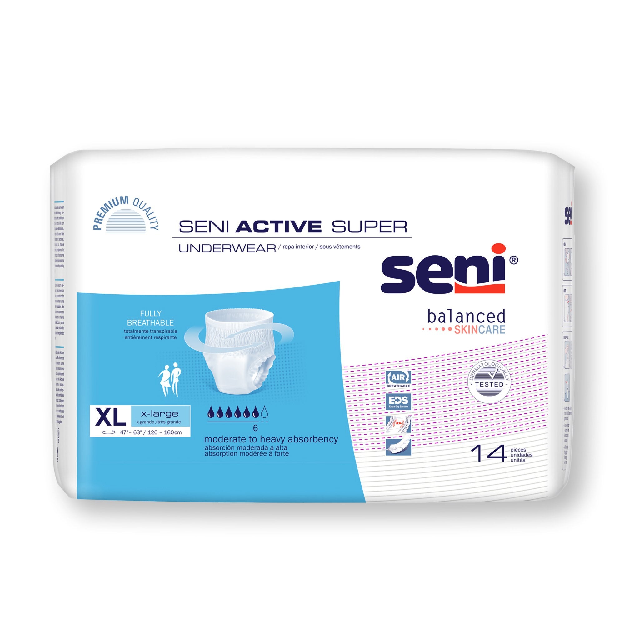 Seni® Active Super Moderate to Heavy Absorbent Underwear, Extra Large, CS