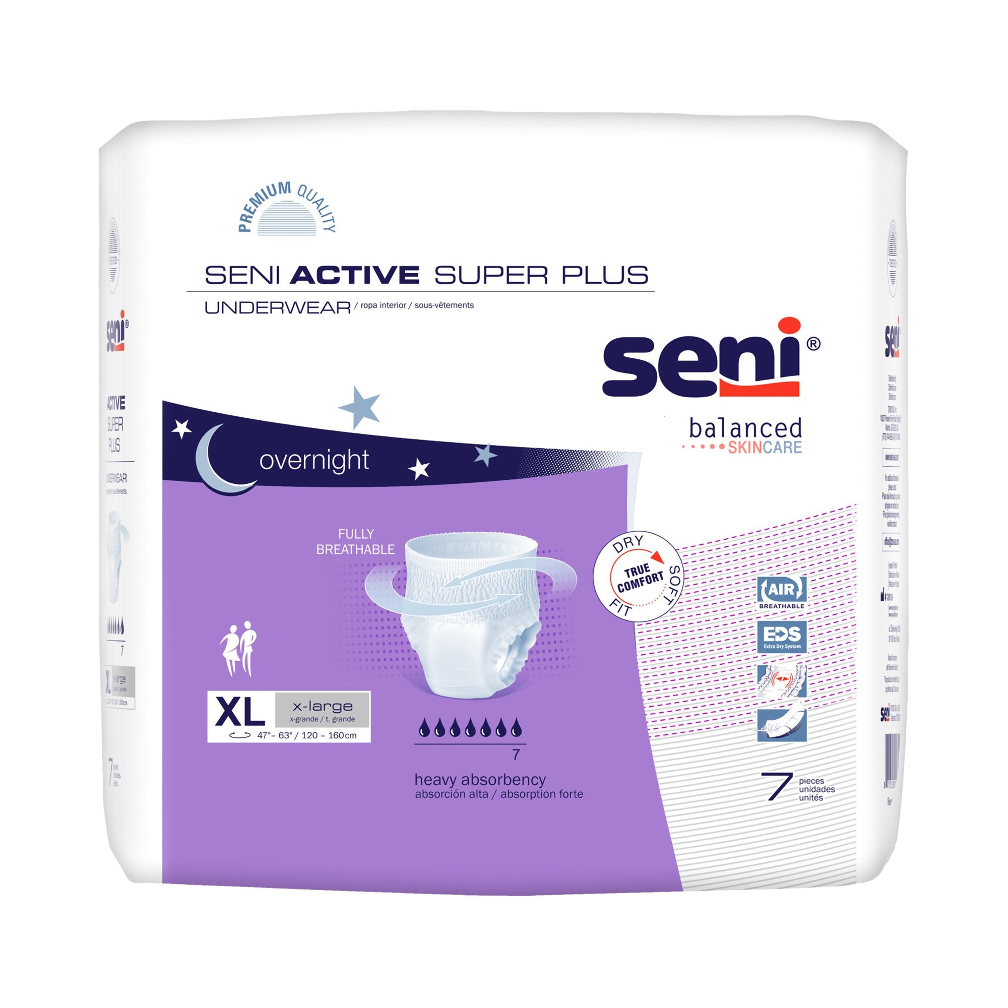 Seni® Active Super Plus Overnight Heavy Absorbent Underwear, Extra Large, CS