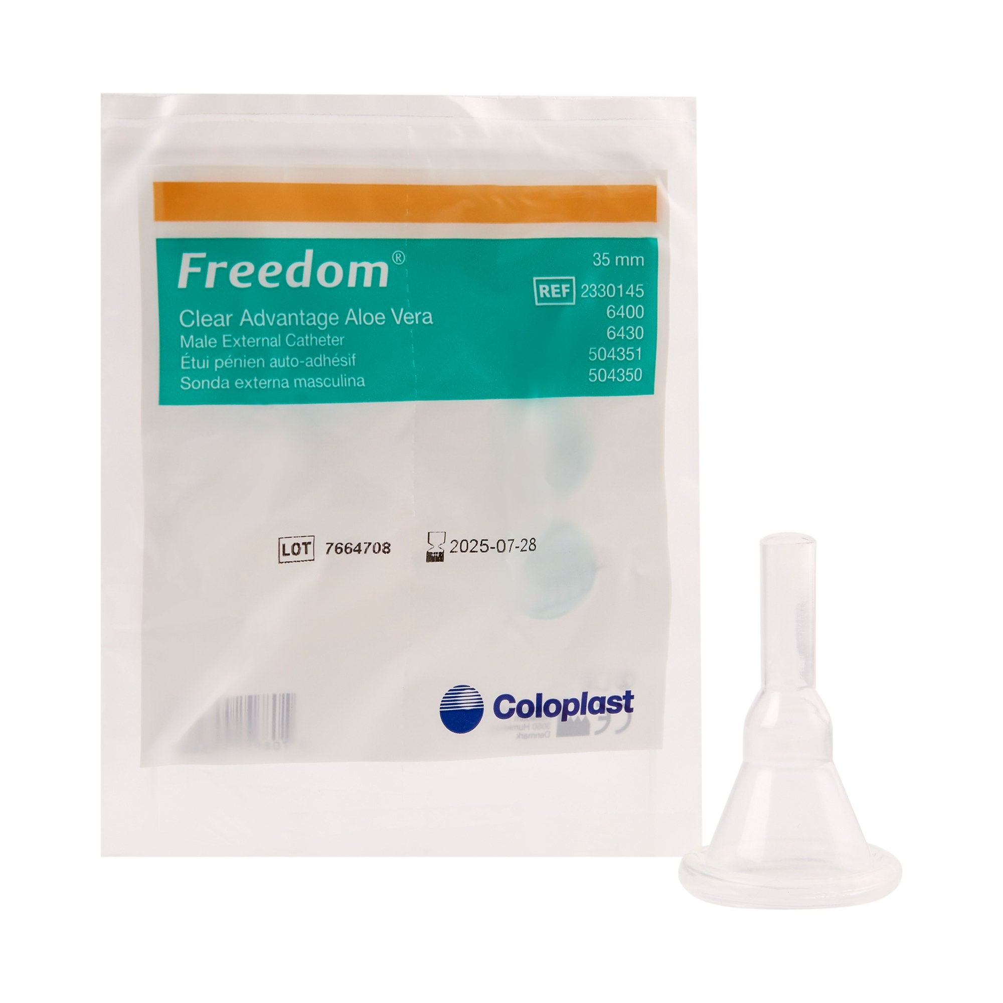 Freedom® Clear Advantage Male External Catheter, Self-Adhesive, Medium, 35mm