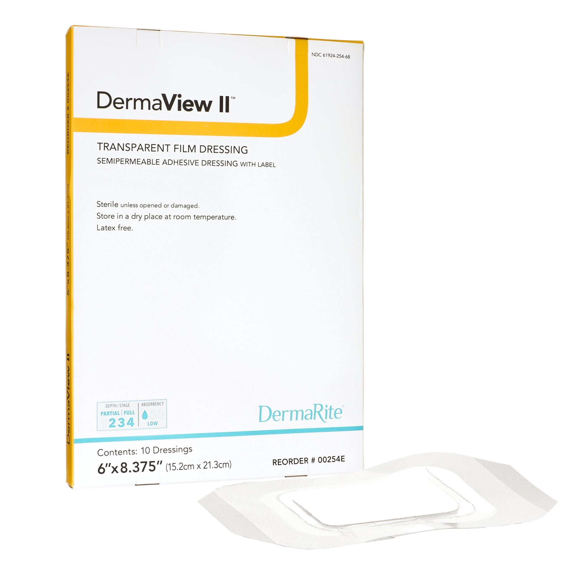 DermaView II™ Transparent Film Dressing with Border, 6½ x 8-3/8 Inch